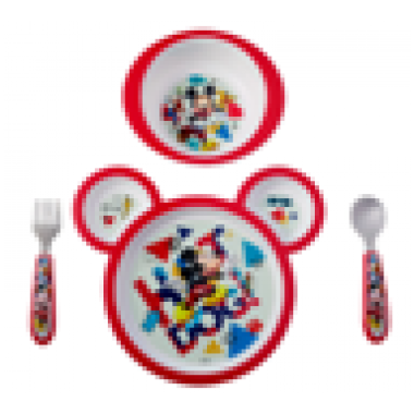 ４件餐具套裝 (分隔碟+餐碗+叉匙)  - Mickey 米奇